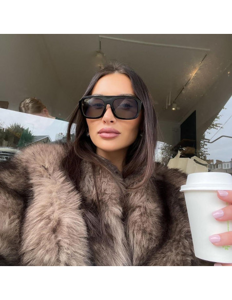 Gafas de sol aviador SDINM unisex con marco grueso negro