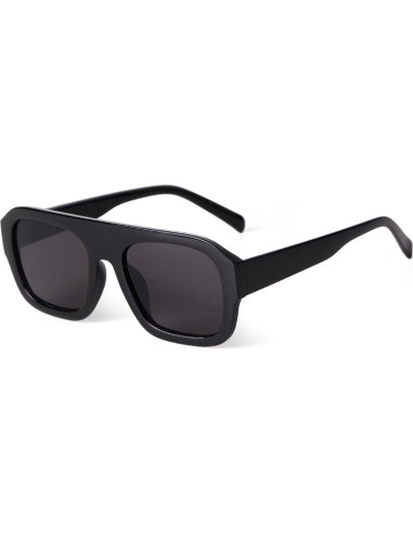 Gafas de sol aviador SDINM unisex con marco grueso negro