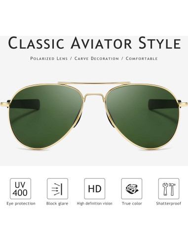 Gafas de sol SUNGAIT Aviador para hombres UV400 polarizadas