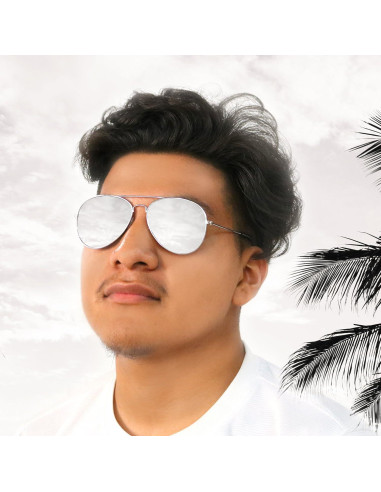 Gafas de sol aviador Big Mo's Toys con espejo plateado