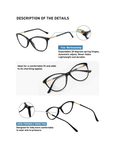 Gafas Bloqueadoras Luz Azul MEETSUN Montura Negra Lente Claro