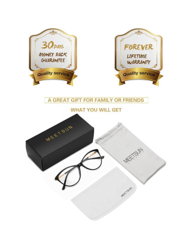 Gafas Bloqueadoras Luz Azul MEETSUN Montura Negra Lente Claro