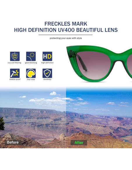 Gafas de sol cateye Freckles Mark UV400 para mujeres