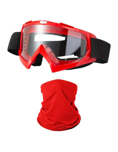 Gafas de Motocicleta LJDJ con Balaclava UV Rojo