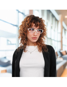 Gafas de Luz Azul Retro FEISEDY para Mujeres 53mm Beige 2