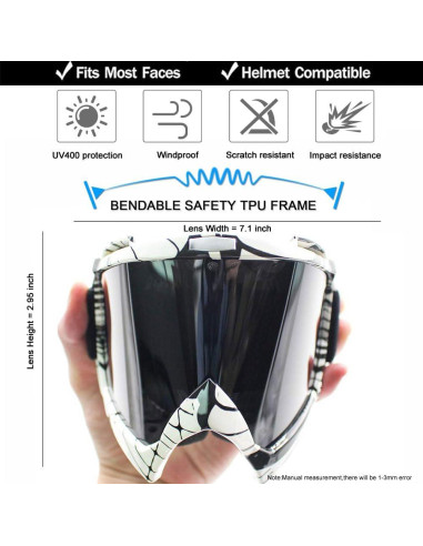 Gafas de Motocross SPOSUNE Cobra UV400 para ATV y Dirt Bike