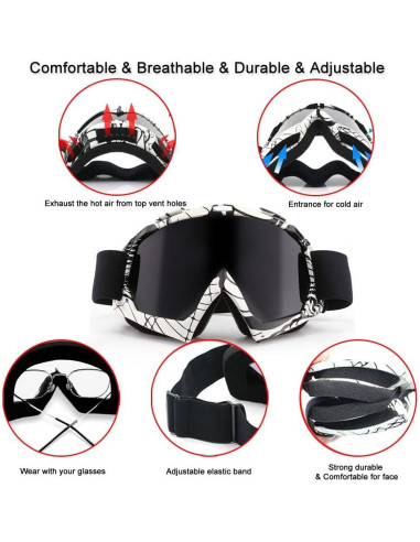 Gafas de Motocross SPOSUNE Cobra UV400 para ATV y Dirt Bike