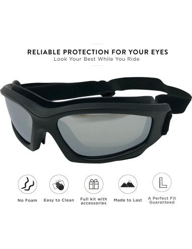 Gafas de Motocicleta Jiayuoptics Plata con Lentes Espejados