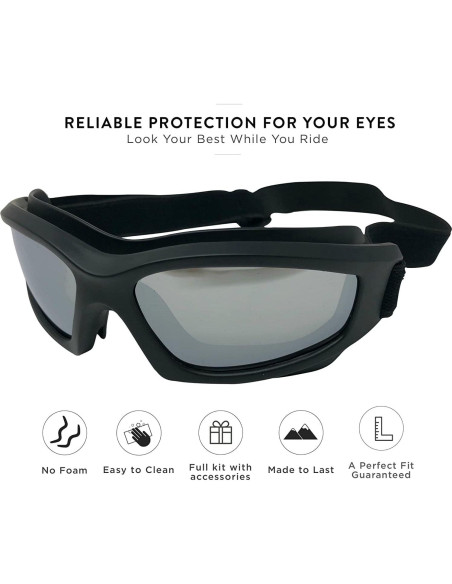 Gafas de Motocicleta Jiayuoptics Plata con Lentes Espejados