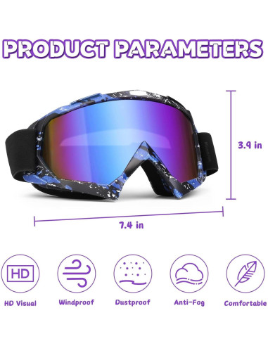 Gafas de Motocross 2-Pack Gris y Azul - Unisex