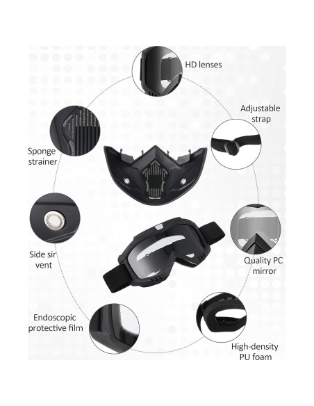 Gafas de Motocicleta Kemiuu con Casco y Cubierta Facial