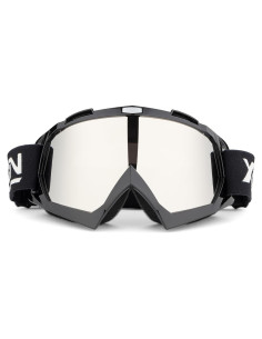 Gafas de Motocross X-TPSON Marco Negro Lente Plateada