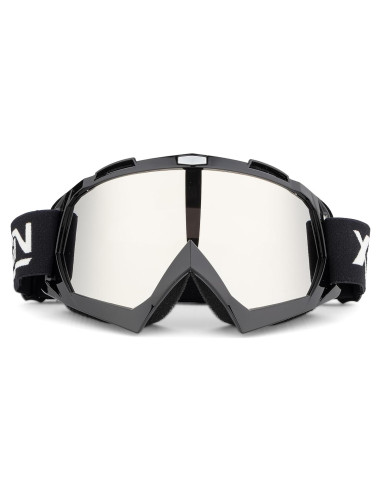 Gafas de Motocross X-TPSON Marco Negro Lente Plateada