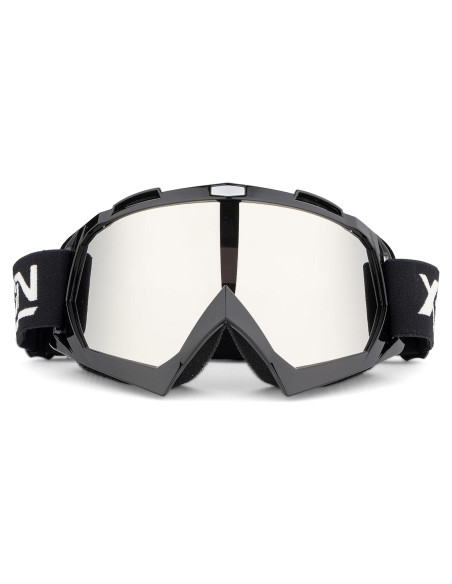 Gafas de Motocross X-TPSON Marco Negro Lente Plateada