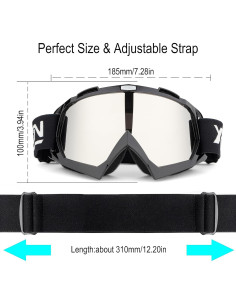 Gafas de Motocross X-TPSON Marco Negro Lente Plateada 2