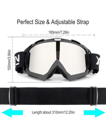 Gafas de Motocross X-TPSON Marco Negro Lente Plateada