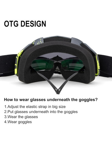 Gafas de Motocross X-TPSON Marco Negro Lente Plateada