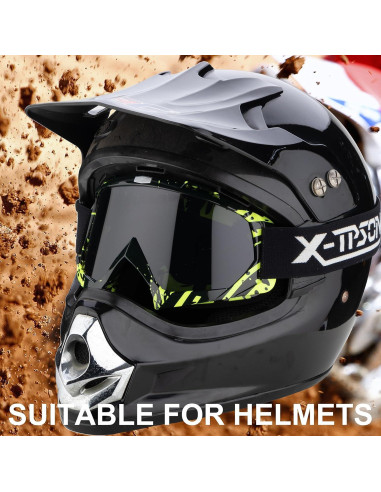 Gafas de Motocross X-TPSON Marco Negro Lente Plateada