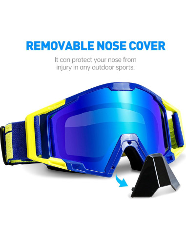 Gafas de Motocross MX - Cubierta Nasal - Marco Azul