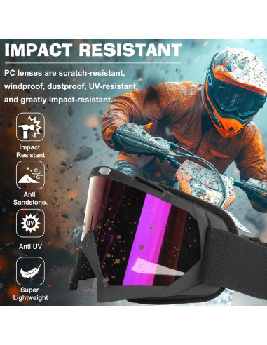 Gafas de Motocross Multicolor 2 Piezas a Prueba de Viento