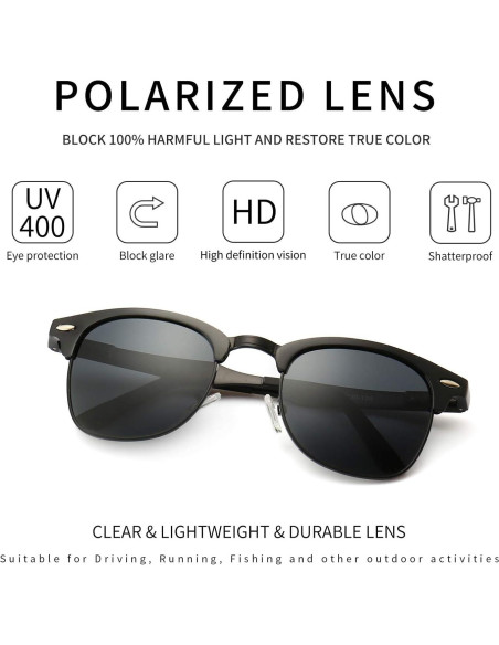 Gafas de Sol Polarizadas SUNGAIT Retro Unisex Marco Metal