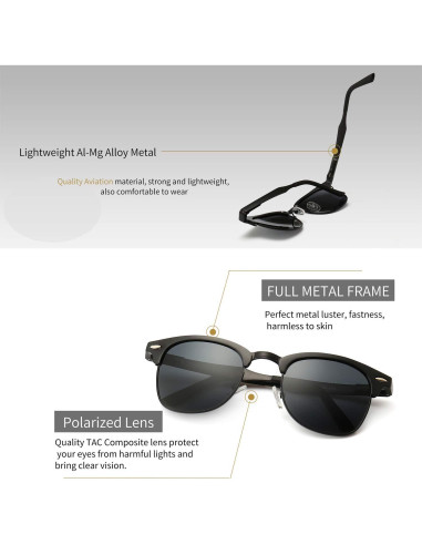 Gafas de Sol Polarizadas SUNGAIT Retro Unisex Marco Metal
