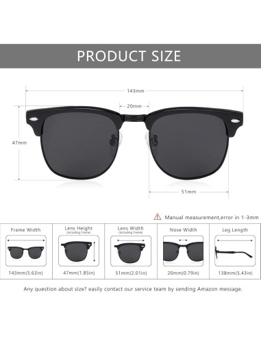 Gafas de Sol Polarizadas SUNGAIT Retro Unisex Marco Metal