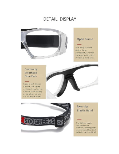 Gafas Deportivas Unisex Antivaho para Baloncesto y Fútbol