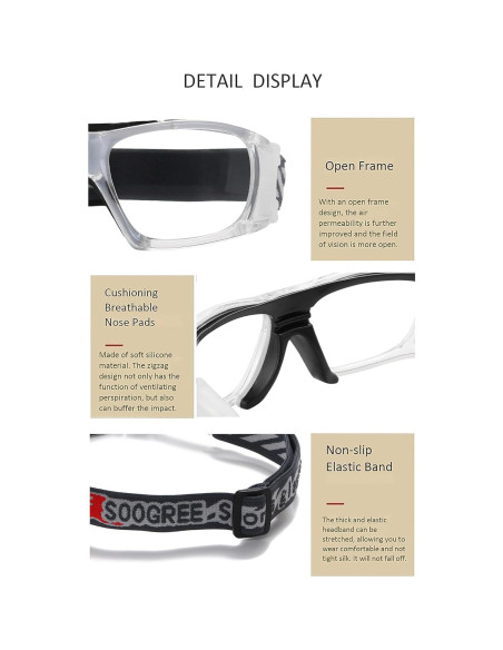 Gafas Deportivas Unisex Antivaho para Baloncesto y Fútbol