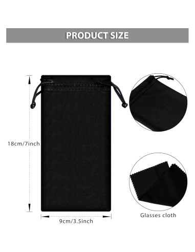 Flutesan 40 Fundas Microfibra para Gafas + 2 Paños Limpieza