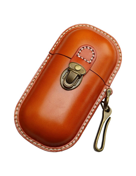 Estuche de Gafas de Cuero Marrón Hecho a Mano 17x8.6 cm