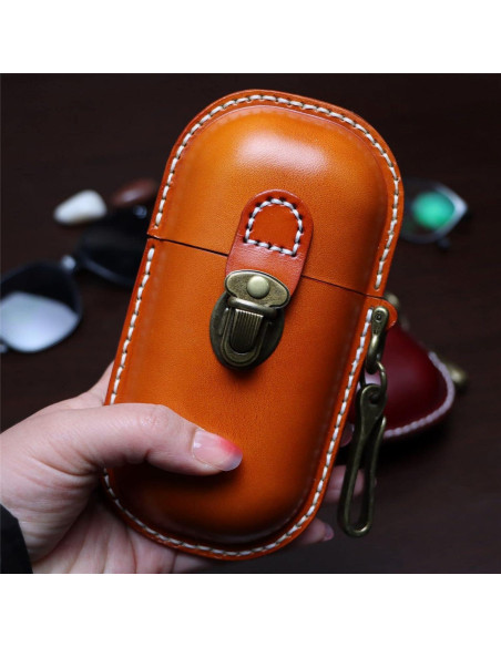 Estuche de Gafas de Cuero Marrón Hecho a Mano 17x8.6 cm