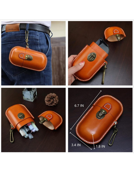 Estuche de Gafas de Cuero Marrón Hecho a Mano 17x8.6 cm