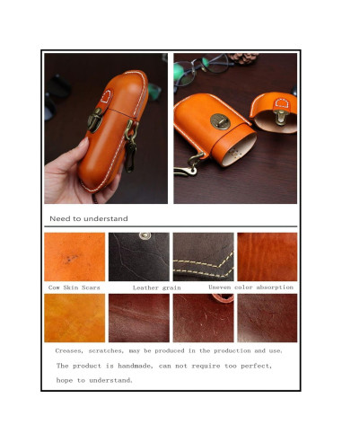 Estuche de Gafas de Cuero Marrón Hecho a Mano 17x8.6 cm