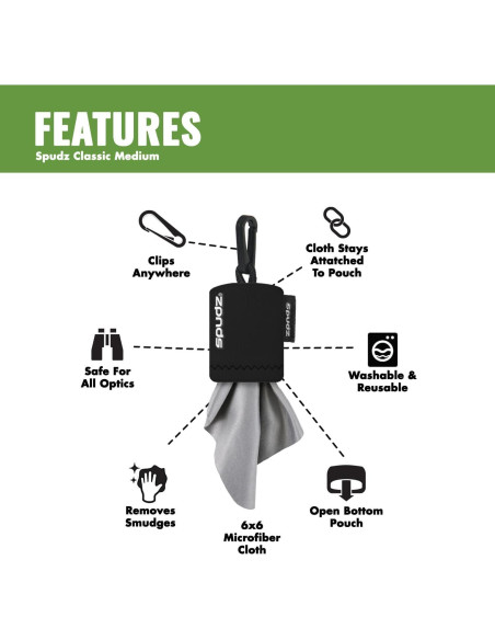 Paño Microfibra SPUDZ Clásico | 15,24 x 15,24 cm | Negro