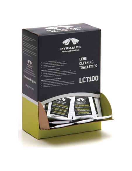 Toallitas de limpieza de lentes Pyramex LCT100 - 100 piezas sin rayas