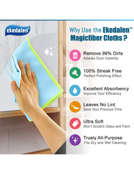 Paño de limpieza Ekedalen 30x40 cm sin pelusa, paquete de 8