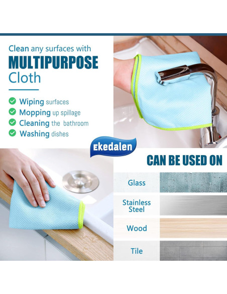 Paño de limpieza Ekedalen 30x40 cm sin pelusa, paquete de 8