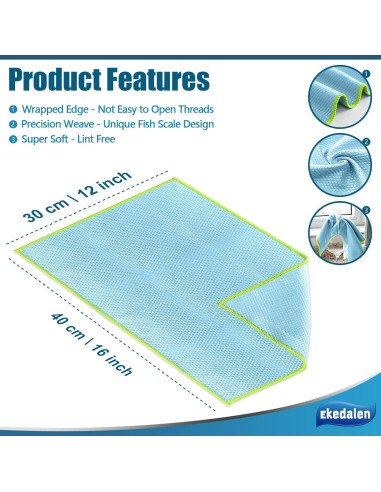 Paño de limpieza Ekedalen 30x40 cm sin pelusa, paquete de 8