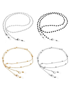 Cadena de Gafas 4 Pcs para Mujeres - Perlas y Acero Inoxidable