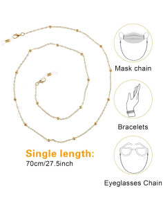 Cadena de Gafas 4 Pcs para Mujeres - Perlas y Acero Inoxidable 2