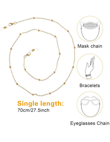 Cadena de Gafas 4 Pcs para Mujeres - Perlas y Acero Inoxidable