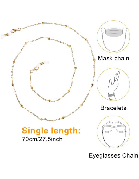 Cadena de Gafas 4 Pcs para Mujeres - Perlas y Acero Inoxidable