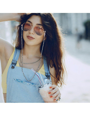 Cadena de Gafas 4 Pcs para Mujeres - Perlas y Acero Inoxidable