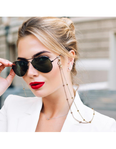 Cadena de Gafas 4 Pcs para Mujeres - Perlas y Acero Inoxidable