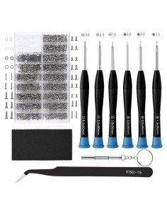 Kit de Reparación de Gafas HKIDEE con 1000 Tornillos y 6 Destornilladores