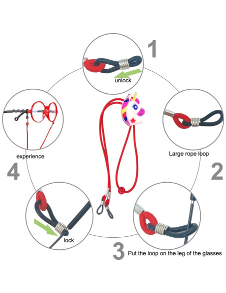 Cinta para Gafas Niños 10 Pcs Unicornio Ajustable