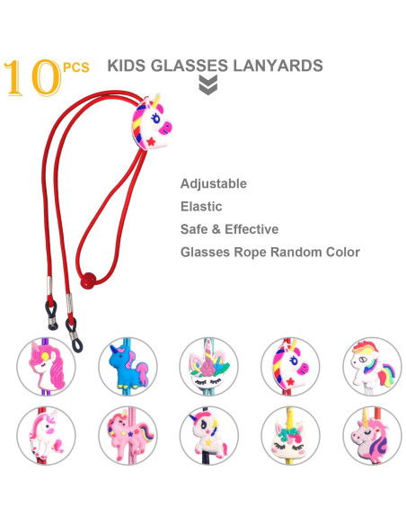 Cinta para Gafas Niños 10 Pcs Unicornio Ajustable