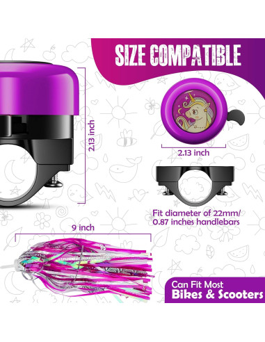 Timbre de Bicicleta Rivsli RSUS-BB06 Púrpura con Streamers