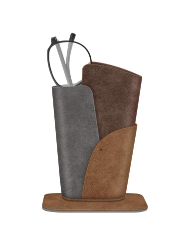 Soporte para Gafas Fintie - Estuche de Cuero Vegano Marrón
